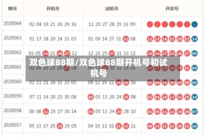 双色球88期/双色球88期开机号和试机号