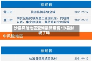 沙县风险地区查询最新疫情/沙县封城了吗