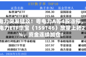 电力突发猛攻！粤电力A等4股涨停，电力ETF华宝（159146）放量上扬2%，资金连续加仓！