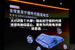 大行评级丨小摩：强化对宁德时代技术领先地位信心，重申为内地电池板块首选