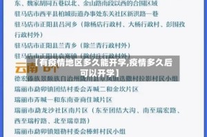 【有疫情地区多久能开学,疫情多久后可以开学】