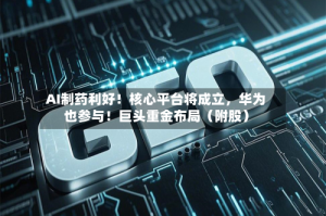 AI制药利好！核心平台将成立，华为也参与！巨头重金布局（附股）