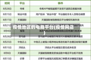 疫情地区的电商平台(疫情网店)