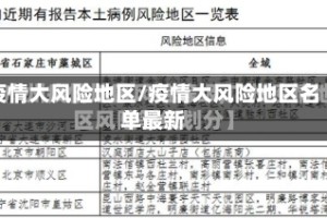 疫情大风险地区/疫情大风险地区名单最新