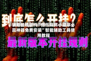 辅助挂机软件“微乐麻将小程序必赢神器免费安装”智能辅助工具使用教程
