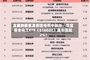 六氟磷酸锂费用企稳！氟化工、锂电携手飙涨，华宝基金化工ETF（516020）盘中涨超2%！