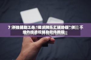 开挂辅助工具“蜀渝牌乐汇辅助器”详细外挂透视辅助软件教程