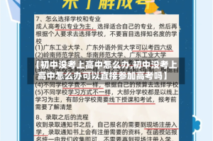 【初中没考上高中怎么办,初中没考上高中怎么办可以直接参加高考吗】