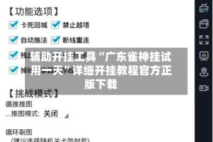辅助开挂工具“广东雀神挂试用一天”详细开挂教程官方正版下载