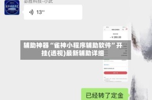 辅助神器“雀神小程序辅助软件”开挂(透视)最新辅助详细
