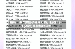最新一款“微信小程序万能开挂器”开挂(透视)最新辅助详细