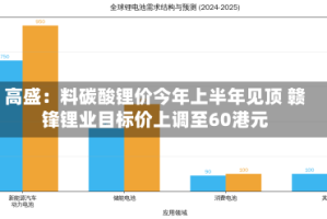高盛：料碳酸锂价今年上半年见顶 赣锋锂业目标价上调至60港元