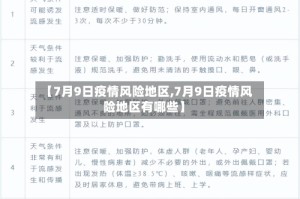 【7月9日疫情风险地区,7月9日疫情风险地区有哪些】