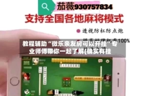 教程辅助“微乐亲友房可以开挂”专业师傅带你一起了解(确实有挂
