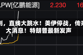 刚刚，直线大跳水！美伊停战，传来大消息！特朗普最新发声