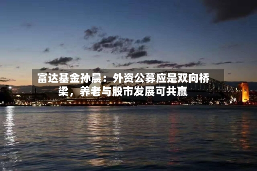 富达基金孙晨：外资公募应是双向桥梁，养老与股市发展可共赢-第2张图片