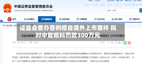 证监会查办首例擅自境外上市案件 拟对中能粮科罚款300万元-第2张图片