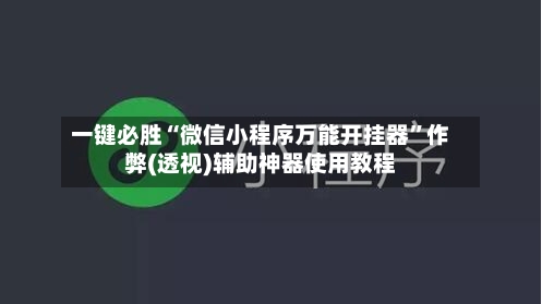 一键必胜“微信小程序万能开挂器	”作弊(透视)辅助神器使用教程-第2张图片