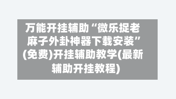 万能开挂辅助“微乐捉老麻子外卦神器下载安装”(免费)开挂辅助教学(最新辅助开挂教程)-第2张图片