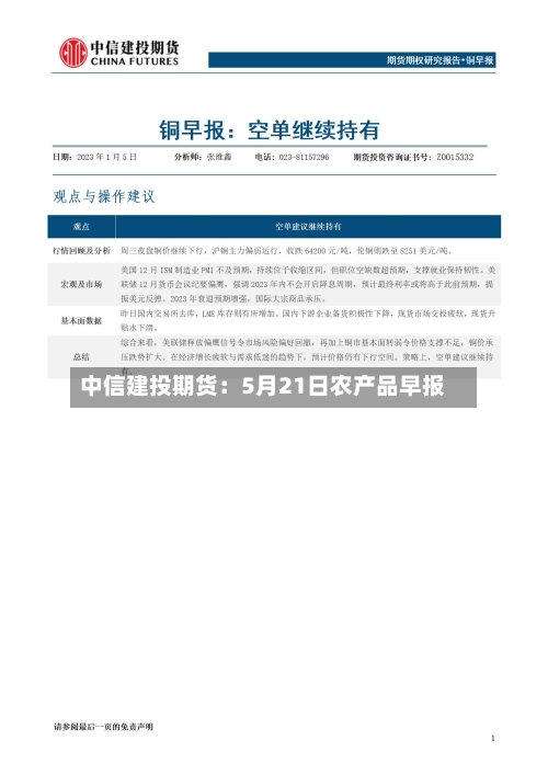 中信建投期货:5月21日农产品早报-第1张图片